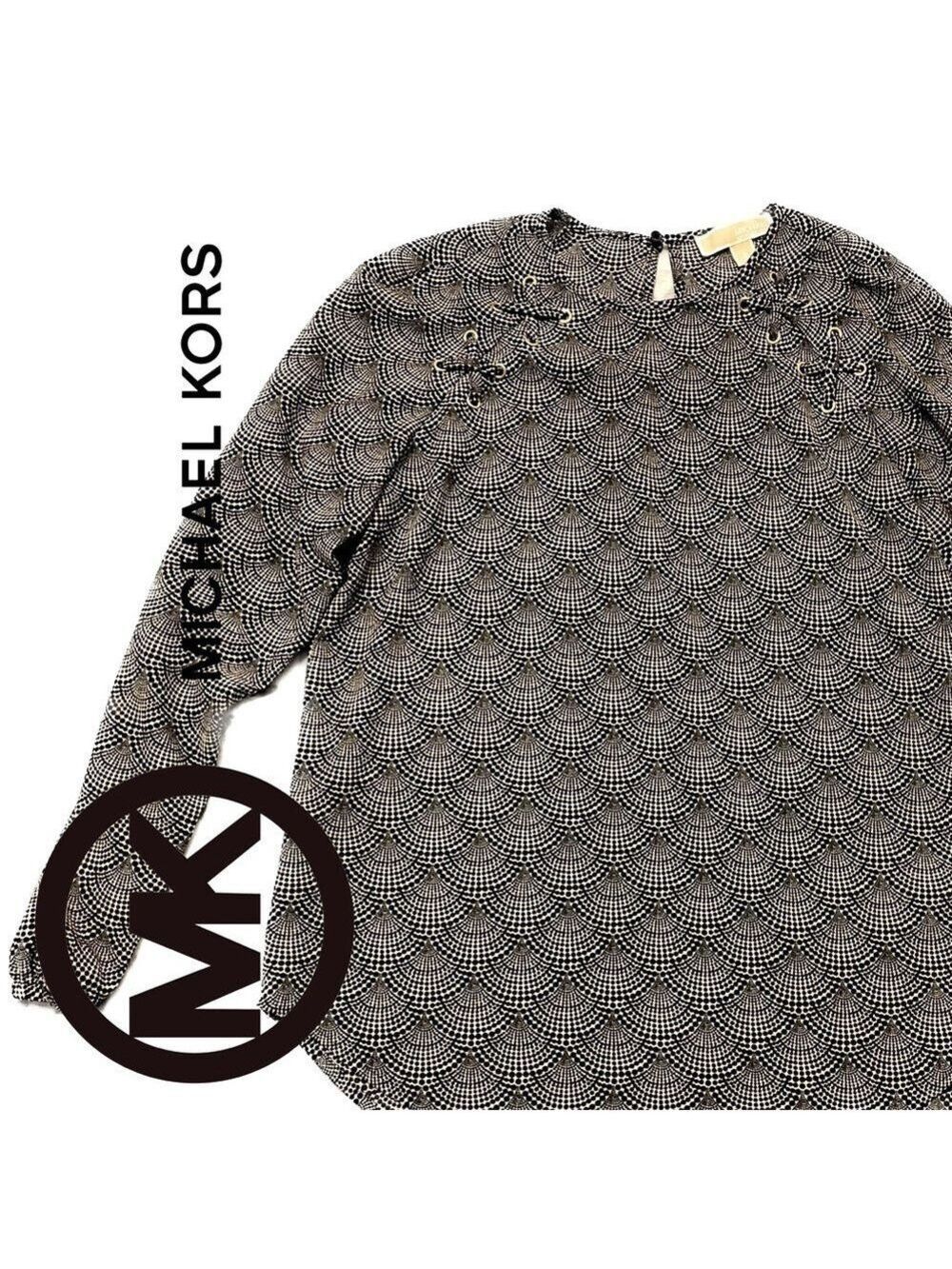 MICHAEL Kors Scallop Print Long Sleeve Blouse